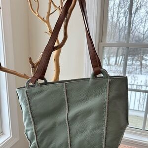 Elegant Green The Sak Tote Bag with Brown Straps